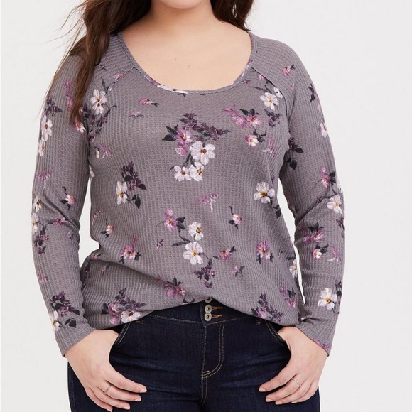 Torrid Floral Long Sleeve Tee - Plus Size 00 - Picture 1 of 9